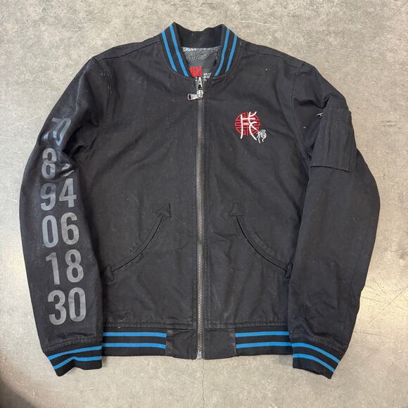 Vintage Y2K Bibi Sama Chinese Zodiac Dog Bomber Black Longsleeve Jacket M L - Picture 2 of 5